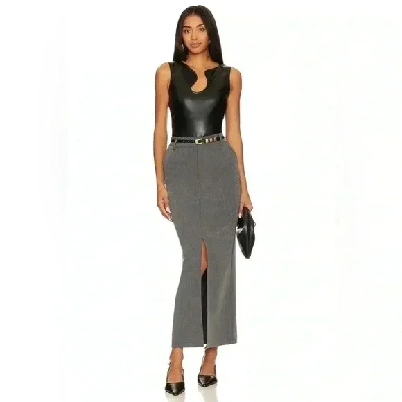 Amanda Uprichard - Sleeveless Leather Puzzle Tank Top in Black NWT (Sz XS) - Picture 3 of 7